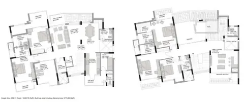 Experion The Heartsong 4 BHK duplex penthouse (set 1) floor plan, 4,747 sq ft super area