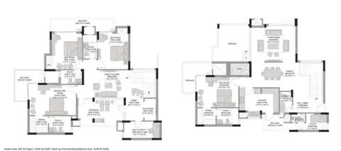 Experion The Heartsong 5 BHK duplex penthouse (set 2) floor plan, 4,184 sq ft super area