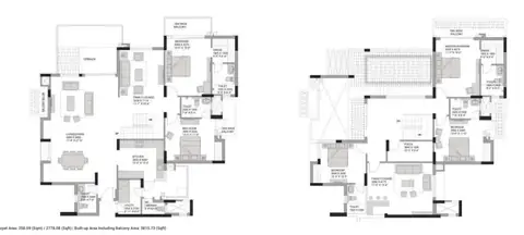 Experion The Heartsong 5 BHK duplex penthouse (set 3) floor plan, 4,801 sq ft super area