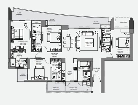 Experion The Trillion 4 BHK floor plan, 3529 sq ft super area