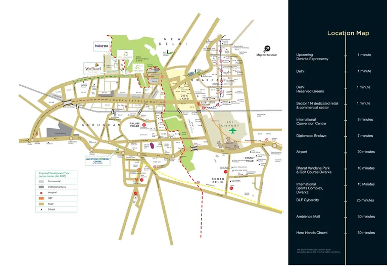 Experion Windchants location map, Sector 112 next to the Dwarka Expressway and Delhi border