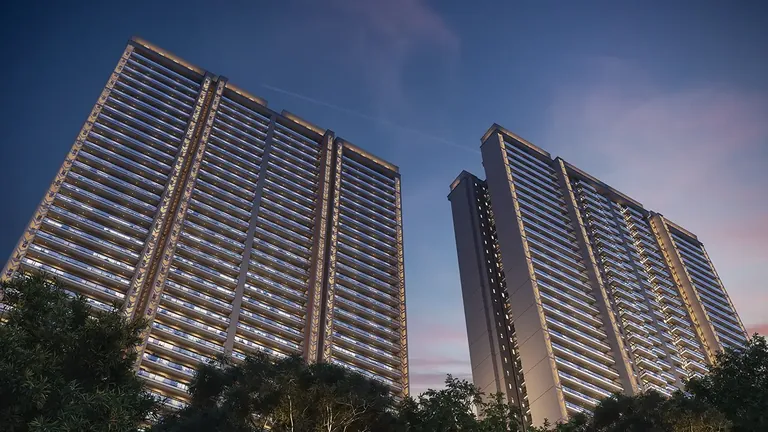Godrej Aristocrat twin towers against the evening sky, artist's impression