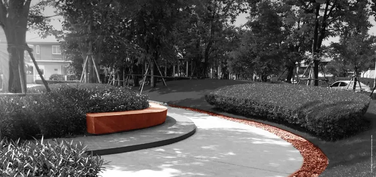 Godrej Astra landscaped walkway and garden seating, artist's impression