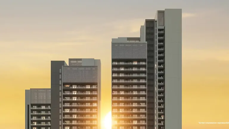 Godrej Astra towers at sunset