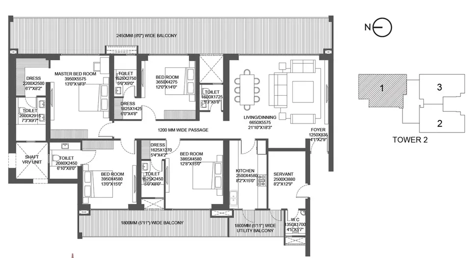 Godrej Astra 4 BHK floor plan, 3,994 sq ft
