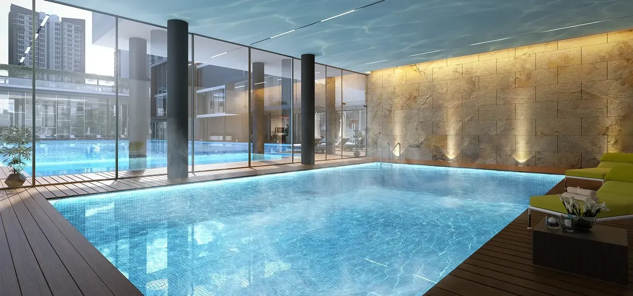 Godrej Meridien indoor heated swimming pool in the clubhouse, artist's impression