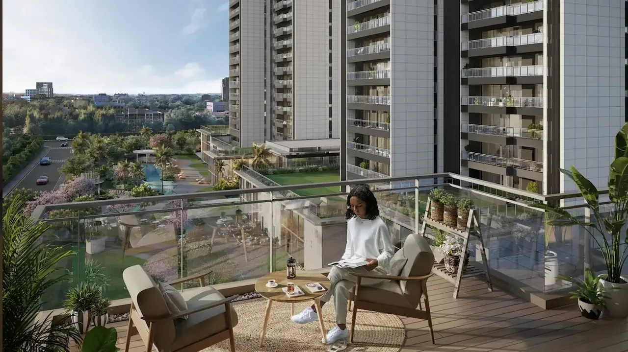 Godrej Miraya balcony looking over the greens