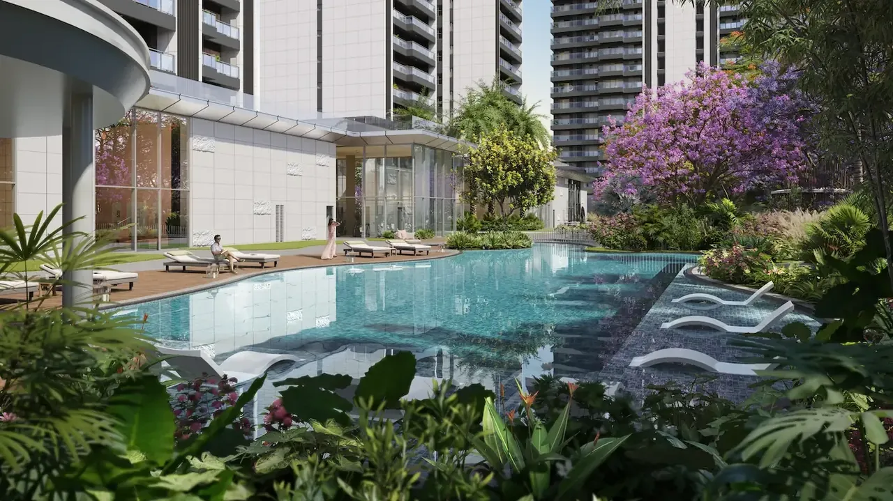Godrej Miraya swimming pool and cabanas