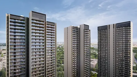 Godrej Miraya towers above the trees
