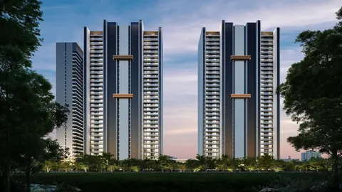 Godrej Miraya towers at dusk