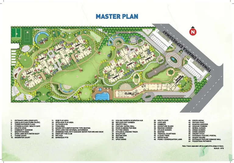Hero Homes master plan of the Sector 104 site with amenities legend
