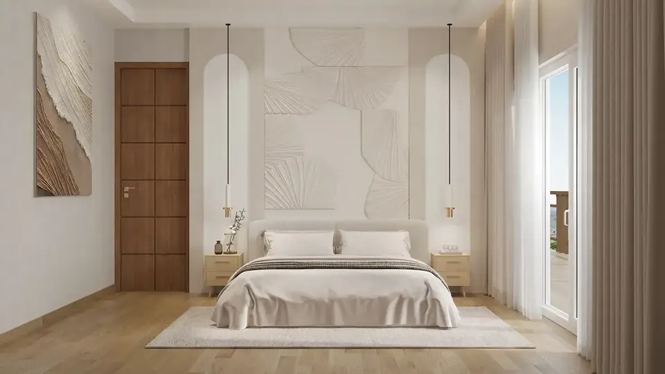Hero The Palatial bedroom with marble feature wall, artist's impression