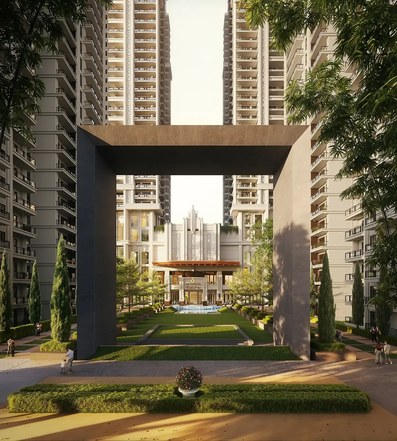 Hero The Palatial landscaped lawn framed by a tall garden portal, artist's impression