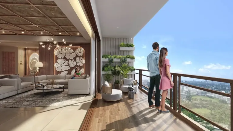 Hero The Palatial living room opening onto a wide balcony, artist's impression