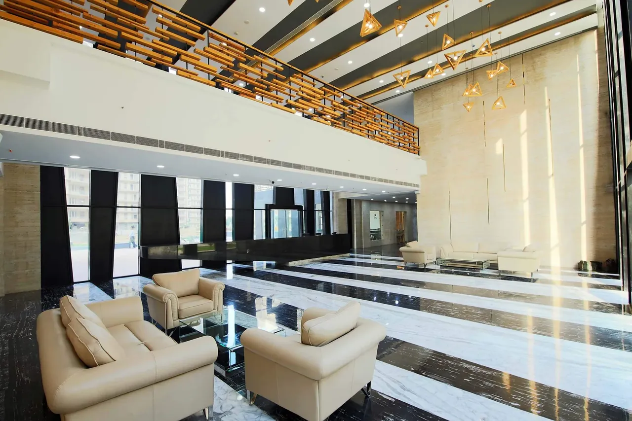 Indiabulls Enigma double-height clubhouse lobby lounge, photo