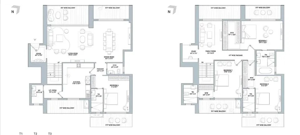 Indiabulls Estate and Club 4 BHK duplex penthouse (set 1) plan, 4,866 sq ft super area