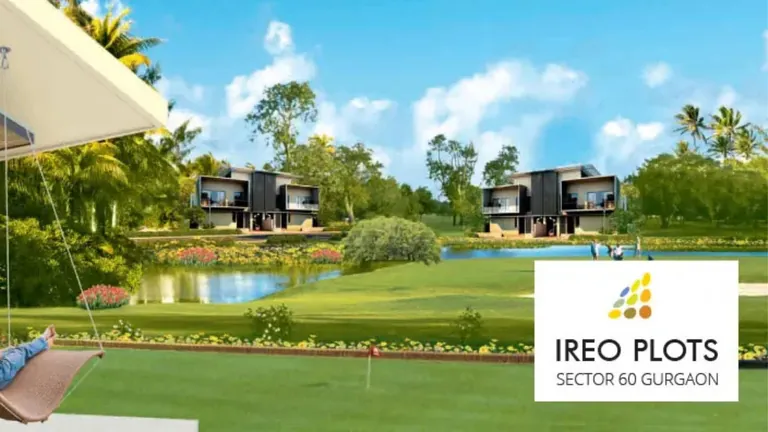 Ireo City Plots homes beside a lake and lawn, artist's impression