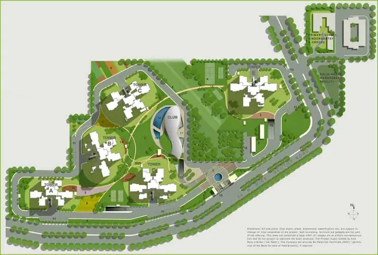 Ireo Uptown site plan showing the tower layout, clubhouse and landscaped greens