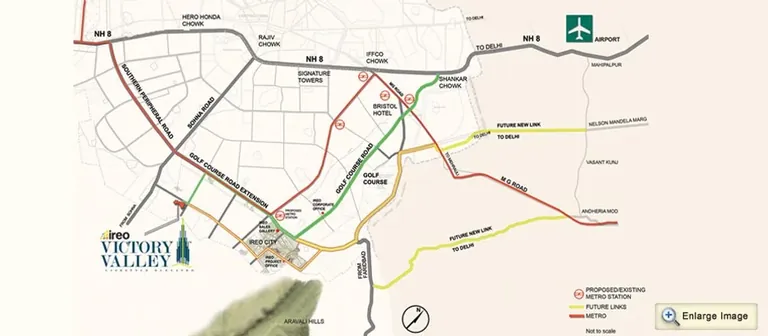 Ireo Victory Valley location map with the roads and landmarks around Sector 67 Gurgaon