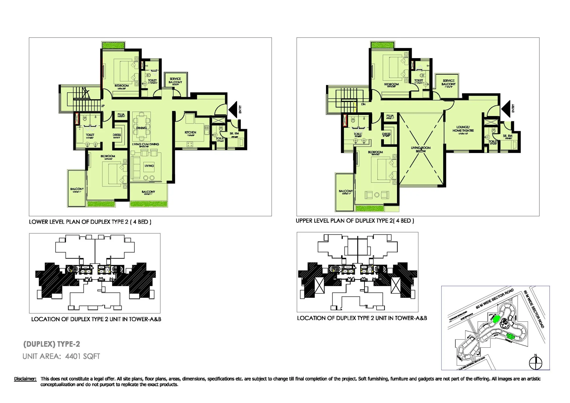 Ireo Victory Valley 4 BHK duplex floor plan, 4,401 sq ft, unit area