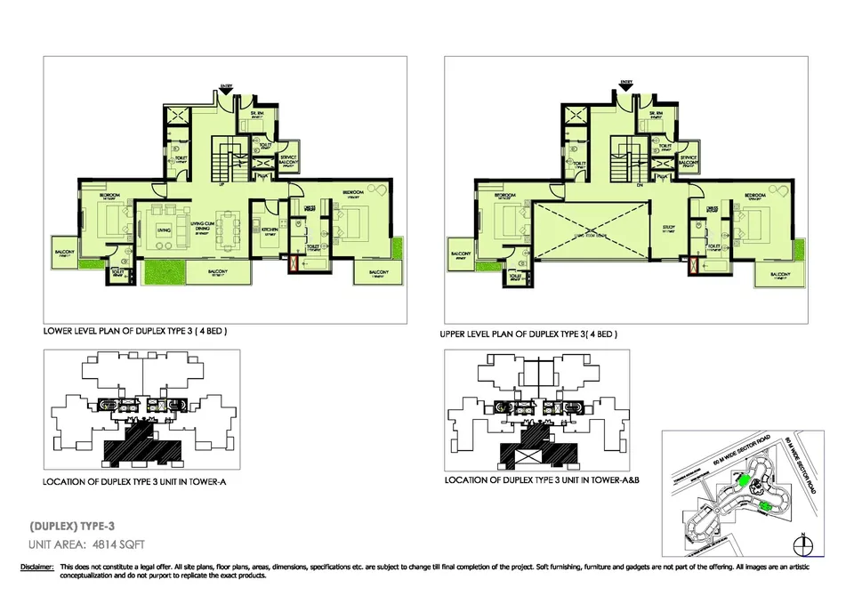 Ireo Victory Valley 4 BHK duplex floor plan, 4,814 sq ft, unit area