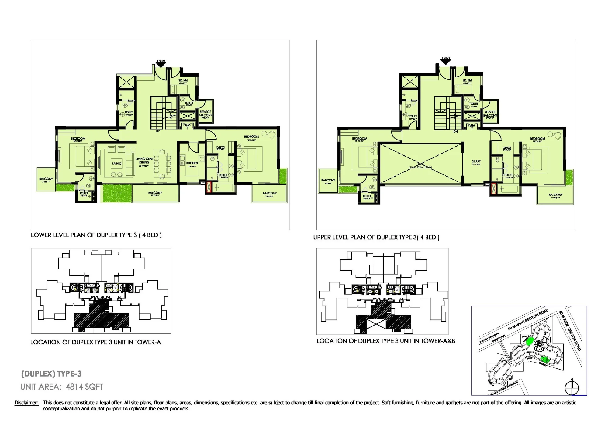 Ireo Victory Valley 4 BHK duplex floor plan, 4,814 sq ft, unit area