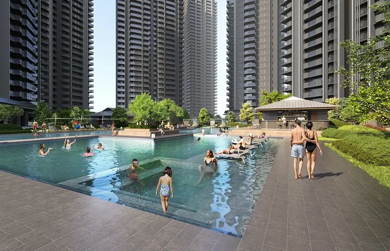 Krisumi Forest Reserve shared Waterside main pool with sun deck, artist's impression