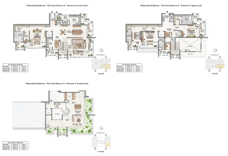 Krisumi Forest Reserve II 4 BHK penthouse A, three levels with terrace, 8,452 sq ft saleable