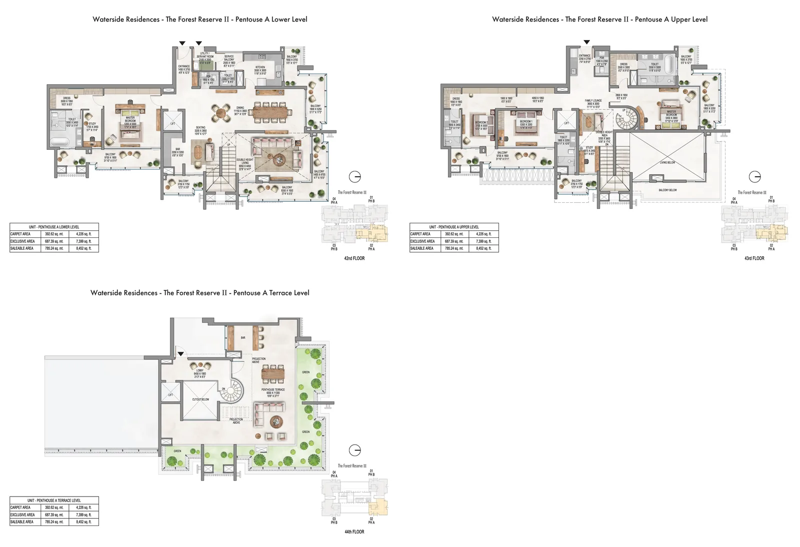 Krisumi Forest Reserve II 4 BHK penthouse A, three levels with terrace, 8,452 sq ft saleable