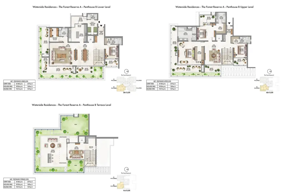 Krisumi Forest Reserve A 4 BHK penthouse B, three levels with terrace, 7,575 sq ft saleable