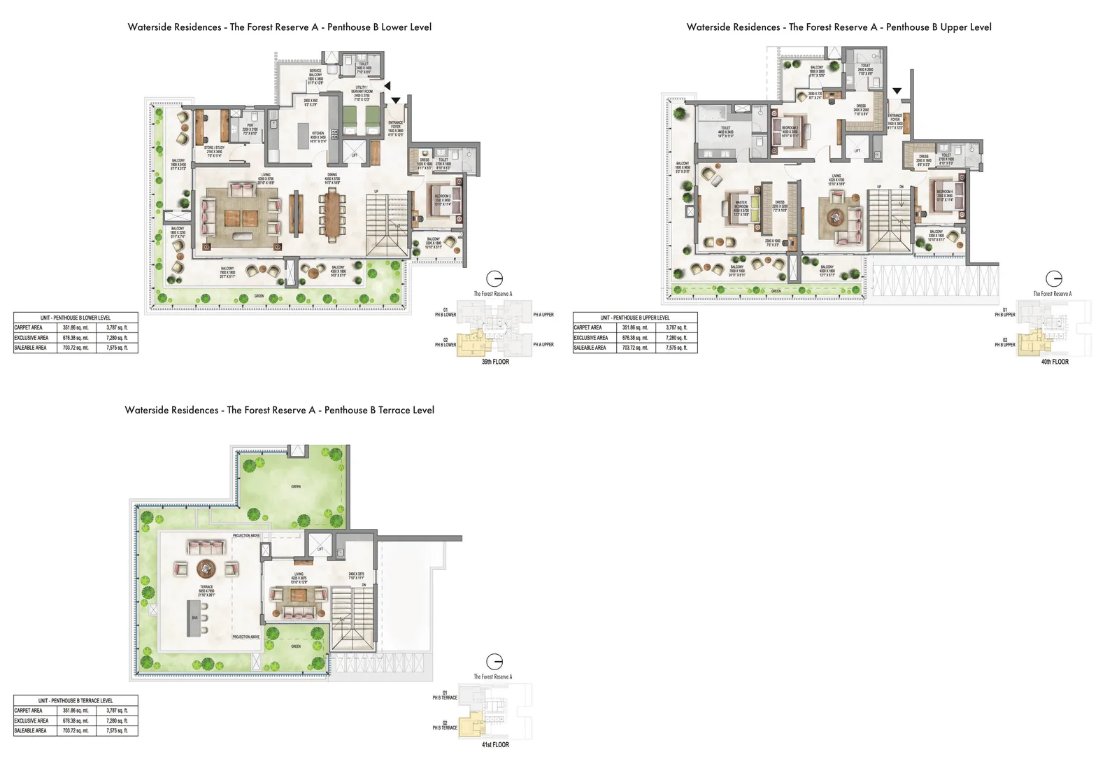 Krisumi Forest Reserve A 4 BHK penthouse B, three levels with terrace, 7,575 sq ft saleable