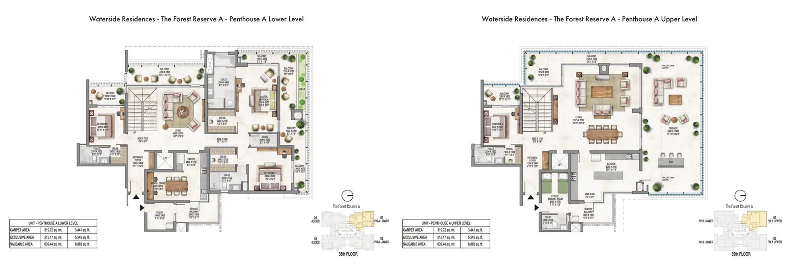 Krisumi Forest Reserve A 4 BHK penthouse A, lower and upper levels, 6,883 sq ft saleable