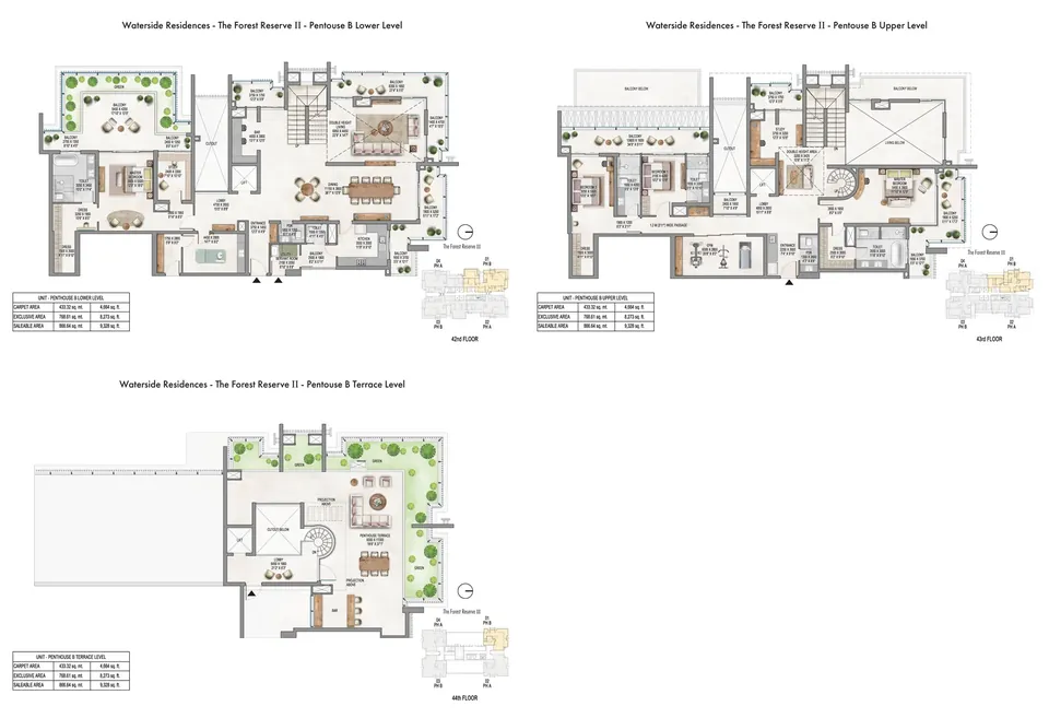 Krisumi Forest Reserve II 4 BHK penthouse B, three levels with terrace, 9,328 sq ft saleable