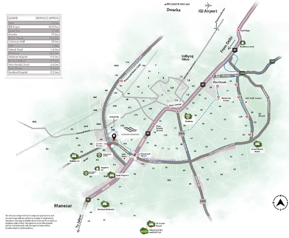 Krisumi Forest Reserve Sector 36A Gurgaon location map