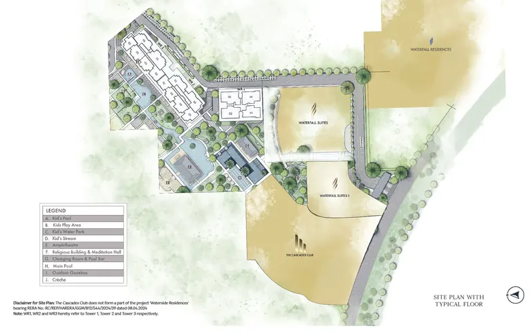 Krisumi Waterside Residences site plan showing Towers 1, 2 and 3 in Krisumi City