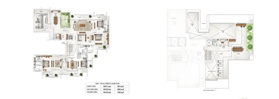 Krisumi Waterside Residences 4 BHK penthouse D, lower and upper levels, 7,046 sq ft saleable