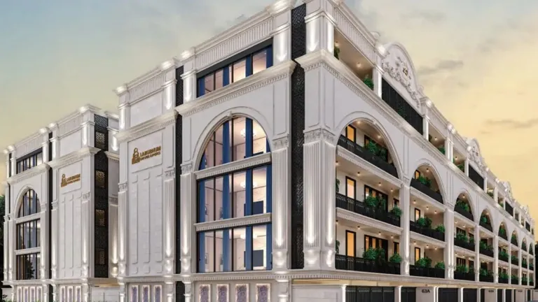 Laburnum Victory Floors low-rise buildings along the internal road
