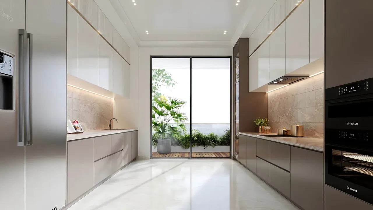 Landmark Skyvue apartment kitchen with full-height window, artist's impression