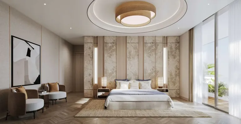 Landmark Skyvue primary bedroom with sliding doors, artist's impression