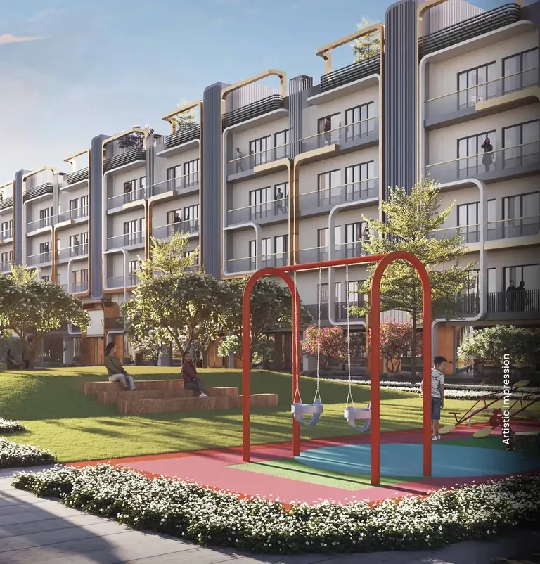 M3M Antalya Hills kids play area with swings, artist's impression