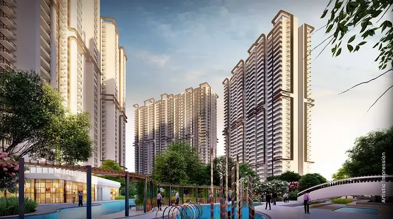 M3M Capital towers around the pool deck and walkways, artist's impression