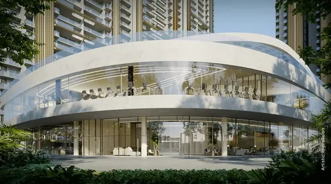 M3M Crown curved glass waterfront club, artist's impression