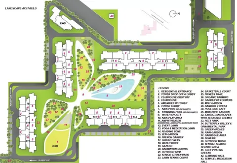 M3M Crown landscape master plan with numbered amenities
