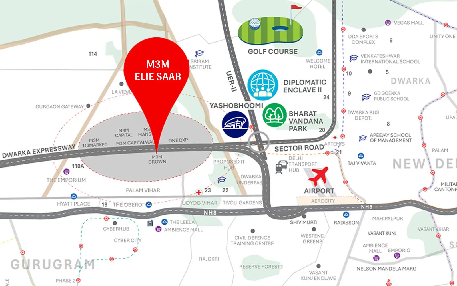M3M Elie Saab location map