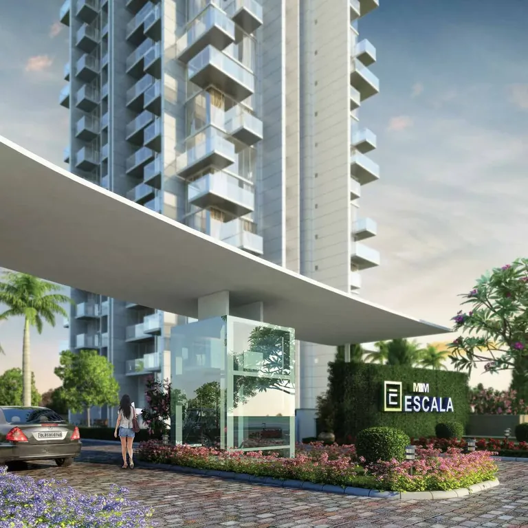 M3M Escala entrance porte-cochere and project signage, artist's impression
