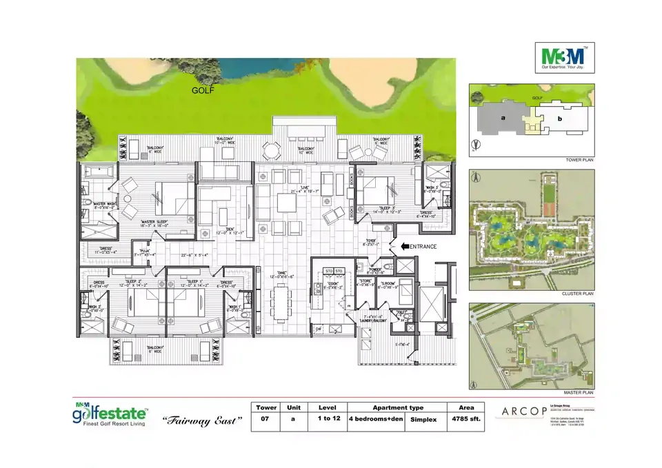 M3M Golf Estate 4 BHK flat floor plan, 4,785 sq ft super area