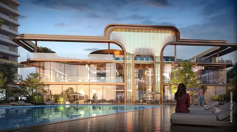 M3M Mansion Club Imperial clubhouse beside the pool, artist's impression