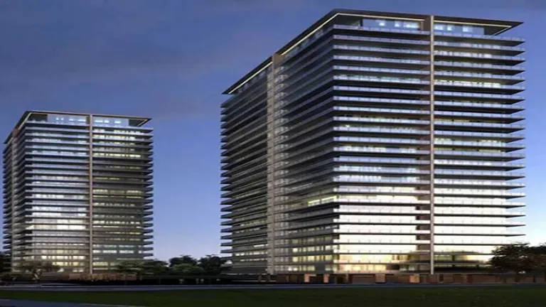 Mahindra Luminare towers with long horizontal balconies