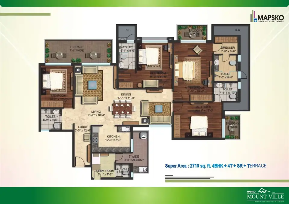 Mapsko Mount Ville 4 BHK floor plan, 2,710 sq ft