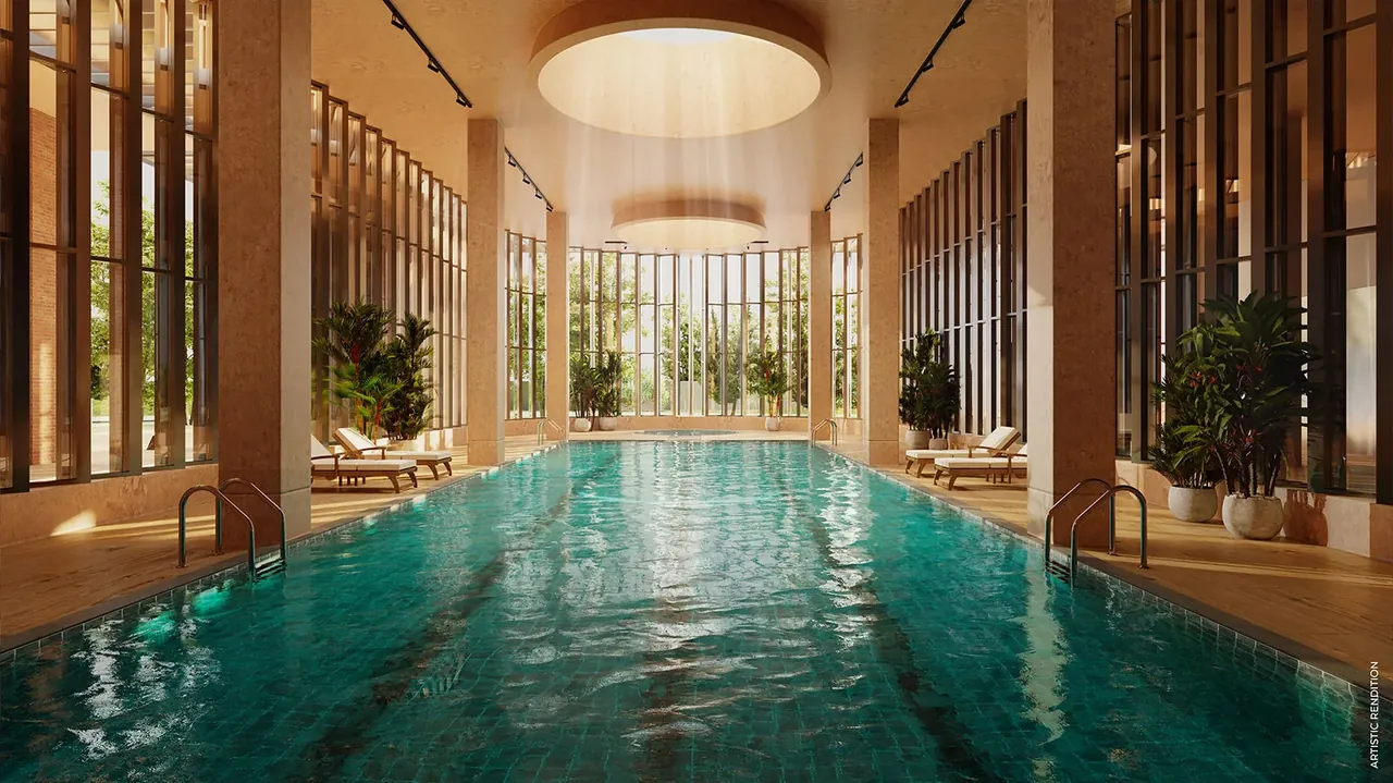 Max Estate 361 indoor swimming pool with arched windows and skylight, artist's impression